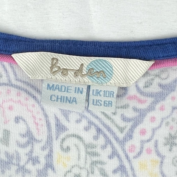 Boden Margo Floral Paisley Dress Sz 6 Blue Pink Jersey Knit - Picture 4 of 13